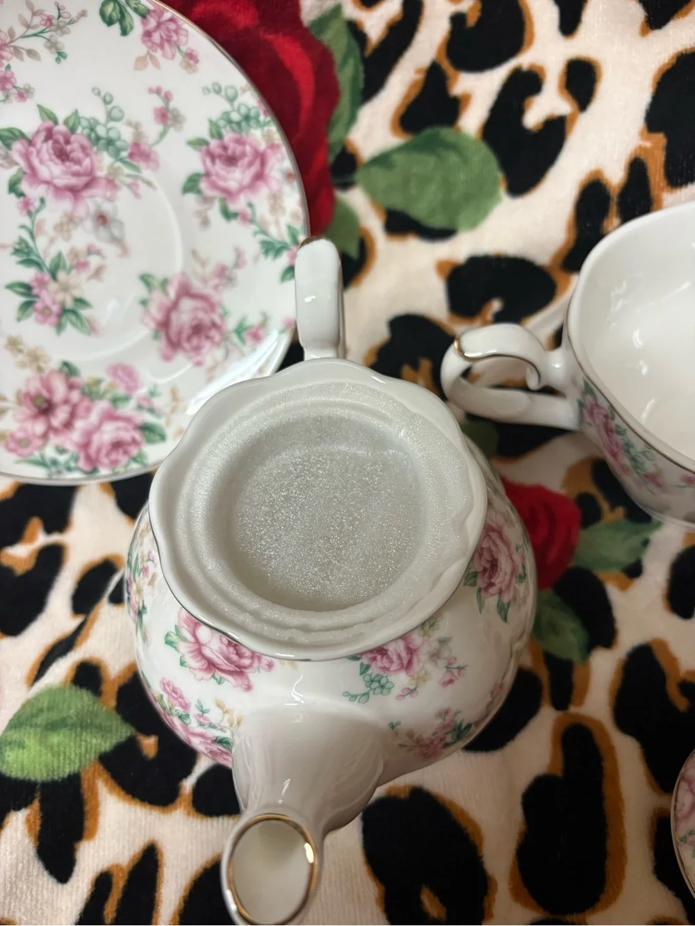 New Classic Floral Porcelain Tea for One Set in Pink and Green